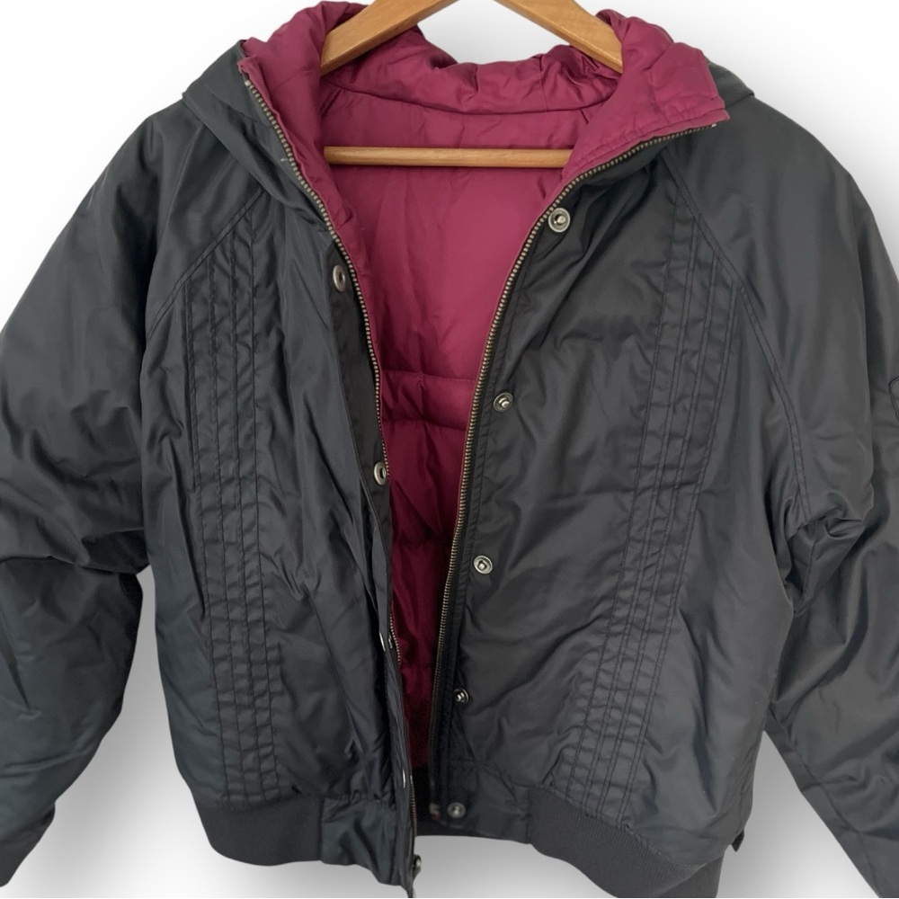 Columbia Reversible Ski Coat with Hood Black & Purple Girls Youth 14/16